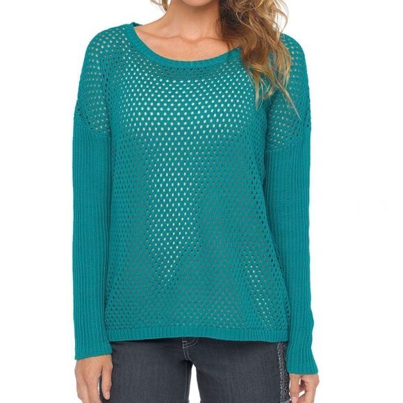 PRANA Parker Open Knit Long Sleeve Sweater Tidal Teal Women’s Size Large - Picture 1 of 7